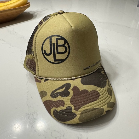 June Lake Brewing Camo Mesh Adjustable Unisex Trucker Baseball Cap Hat one size - Picture 5 of 6